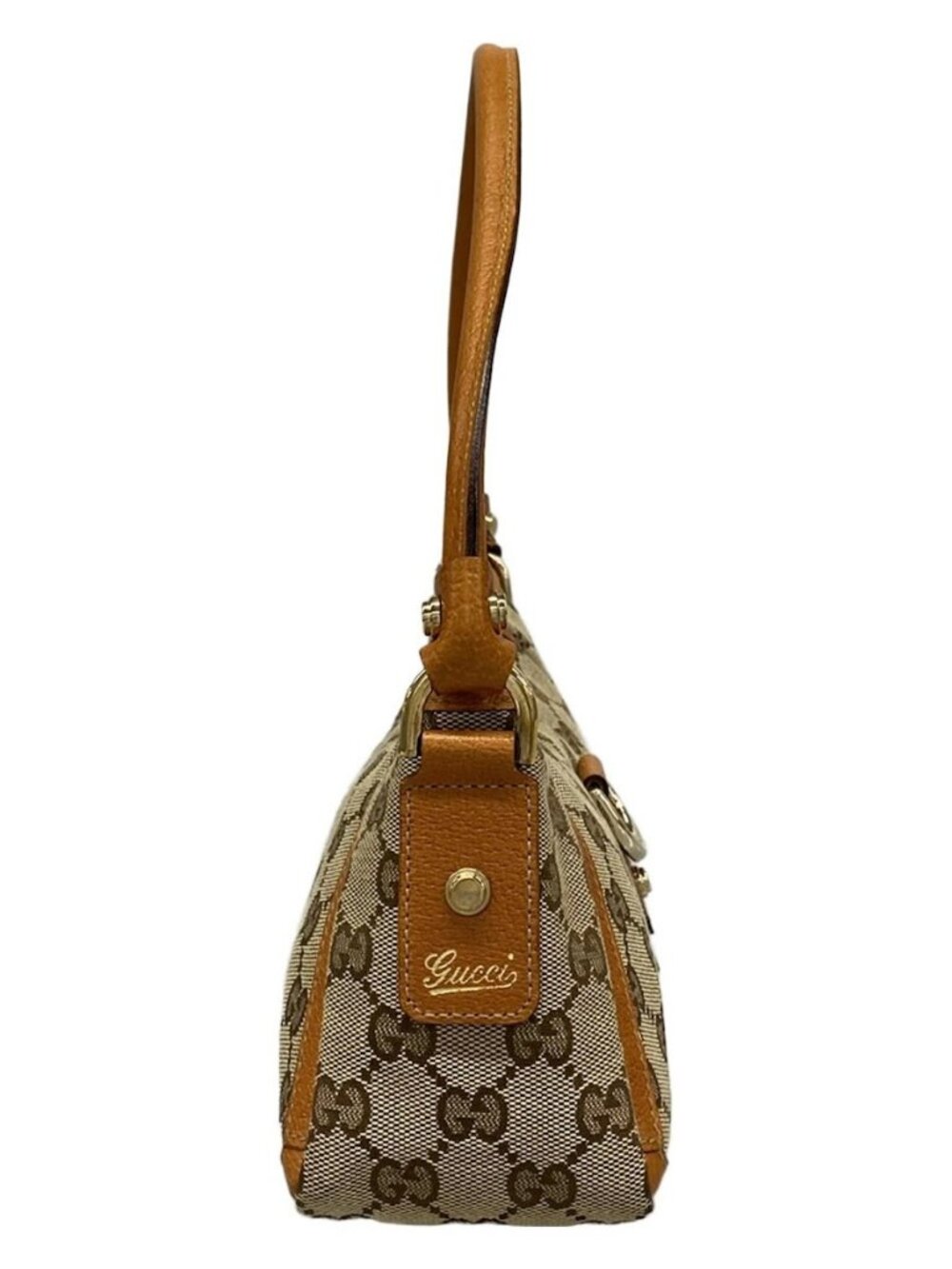 GUCCI GG Pattern, Abbey 130939 Beige Dark Brown Brown Jacquard Leather Handbag - Picture 4 of 16
